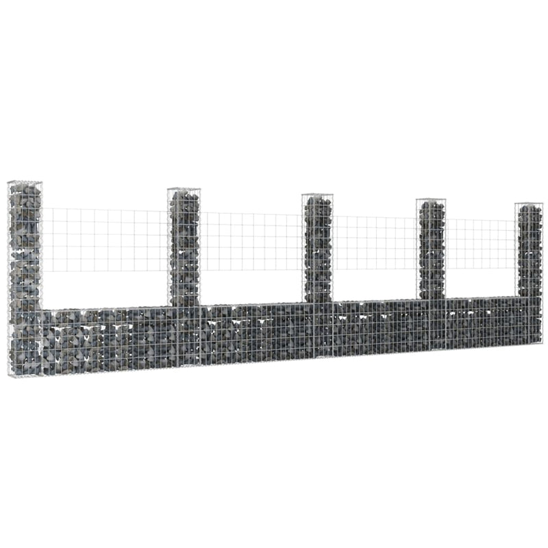 Load image into Gallery viewer, VidaXL Schanskorf U-vormig met 5 palen 500x20x150 cm ijzer

