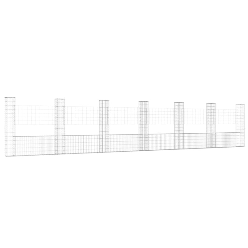 Load image into Gallery viewer, VidaXL Schanskorf U-vormig met 7 palen 740x20x150 cm ijzer
