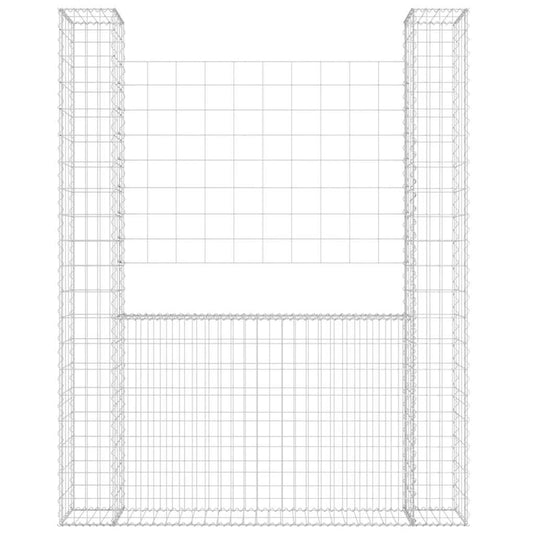 Vidaxl schanskorf u-vormig met 2 palen 140x20x200 cm ijzer