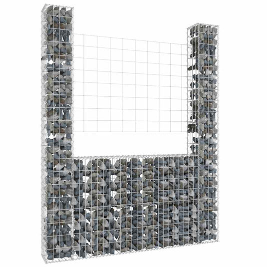 Vidaxl schanskorf u-vormig met 2 palen 140x20x200 cm ijzer
