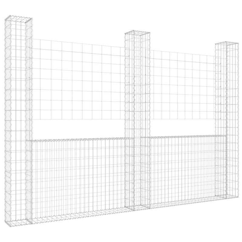 Load image into Gallery viewer, VidaXL Schanskorf U-vormig met 3 palen 260x20x200 cm ijzer
