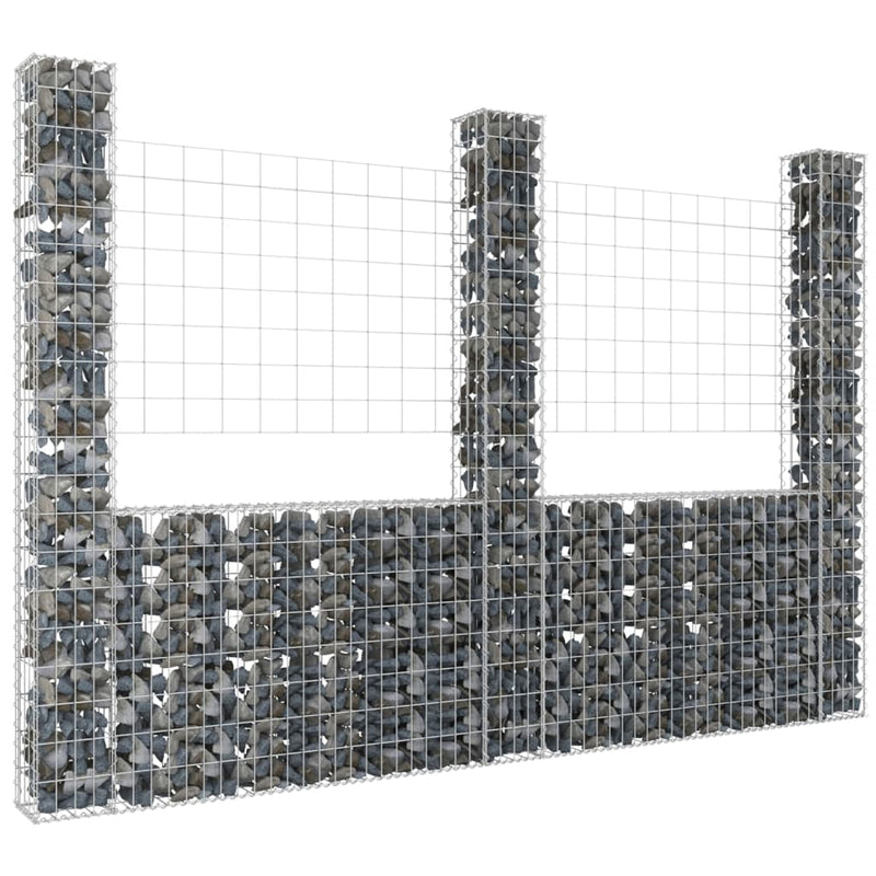 Load image into Gallery viewer, VidaXL Schanskorf U-vormig met 3 palen 260x20x200 cm ijzer
