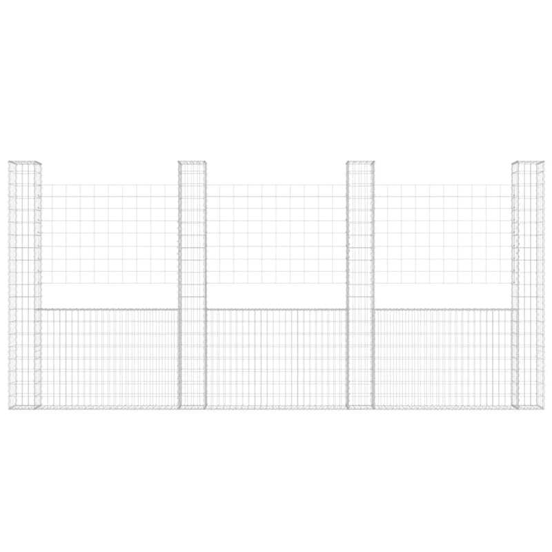 Load image into Gallery viewer, VidaXL Schanskorf U-vormig met 4 palen 380x20x200 cm ijzer
