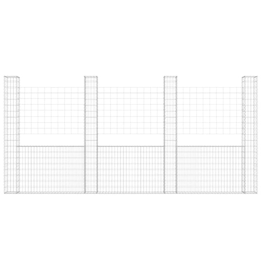 VidaXL Schanskorf U-vormig met 4 palen 380x20x200 cm ijzer