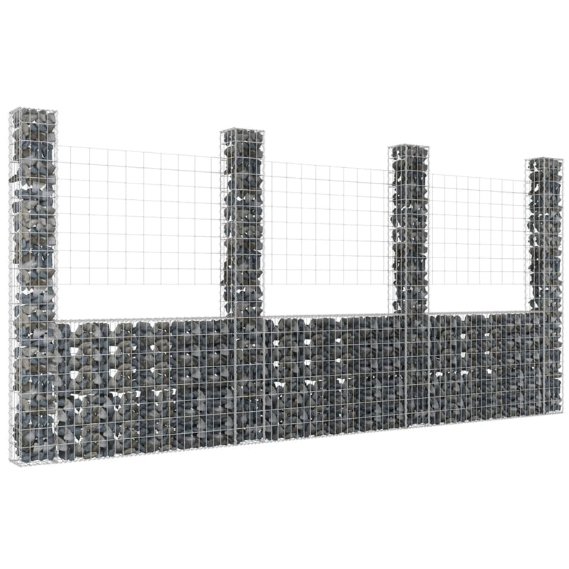 Load image into Gallery viewer, VidaXL Schanskorf U-vormig met 4 palen 380x20x200 cm ijzer
