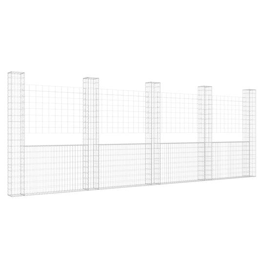 VidaXL Schanskorf U-vormig met 5 palen 500x20x200 cm ijzer