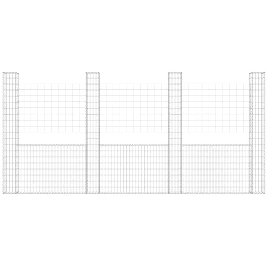 VidaXL Schanskorf U-vormig met 5 palen 500x20x200 cm ijzer