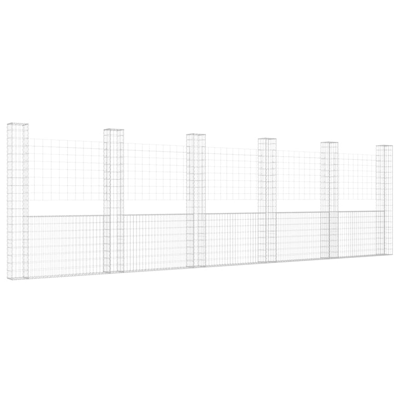 Load image into Gallery viewer, VidaXL Schanskorf U-vormig met 6 palen 620x20x200 cm ijzer
