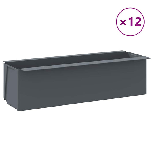 Vidaxl bloembakken voor europallets 12 st 36x13,5x9,5 cm pp grijs