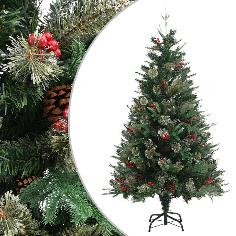 Afbeelding laden in galerijviewer, Vidaxl kerstboom met dennenappels 150 cm pvc en pe groen
