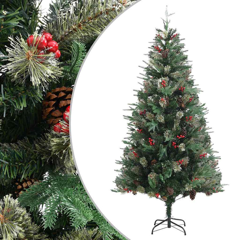 Chargez l'image dans la visionneuse de la galerie, Vidaxl kerstboom met dennenappels 225 cm pvc en pe groen
