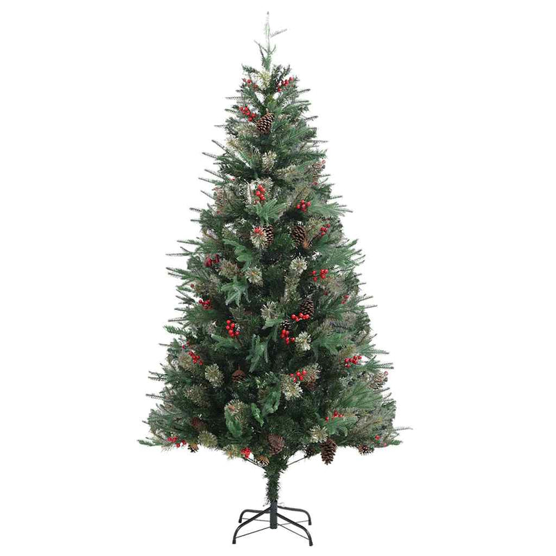 Chargez l'image dans la visionneuse de la galerie, Vidaxl kerstboom met dennenappels 225 cm pvc en pe groen
