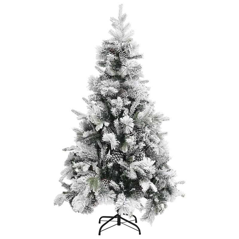 Afbeelding laden in galerijviewer, Vidaxl kerstboom met dennenappels en sneeuw 195 cm pvc en pe
