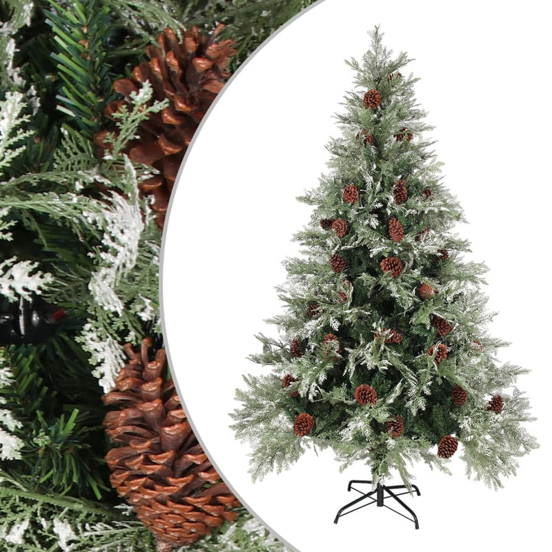 Load image into Gallery viewer, Vidaxl kerstboom met dennenappels 120 cm pvc en pe groen en wit
