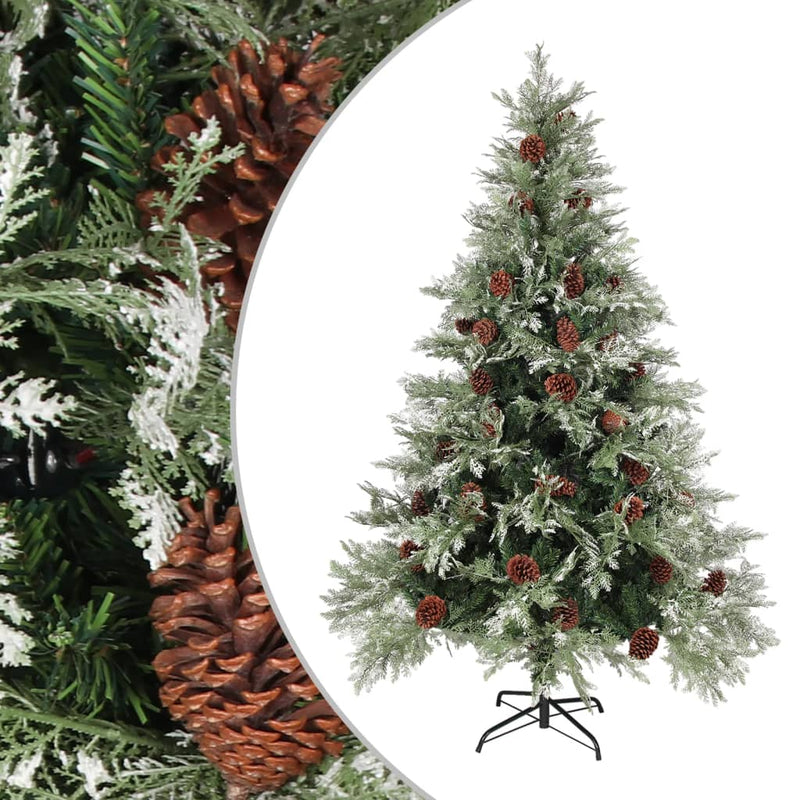 Load image into Gallery viewer, Vidaxl kerstboom met dennenappels 150 cm pvc en pe groen en wit
