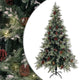 Vidaxl kerstboom met led en dennenappels 195 cm pvc en pe groen en wit