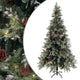 Vidaxl kerstboom met led en dennenappels 225 cm pvc en pe groen en wit