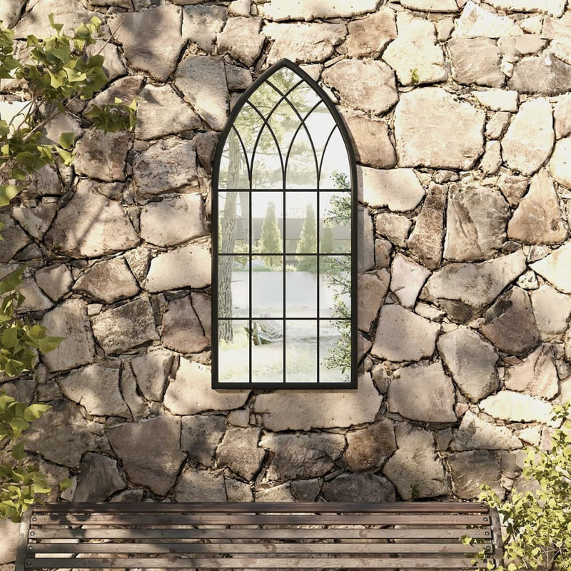 Afbeelding laden in galerijviewer, Vidaxl tuinspiegel 100x45 cm ijzer zwart
