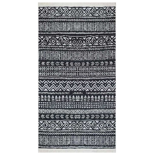Vidaxl vloerkleed 120x180 cm katoen zwart en wit