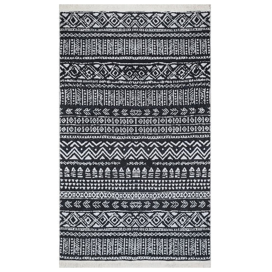 VidaXL Vloerkleed 160x230 cm katoen zwart en wit
