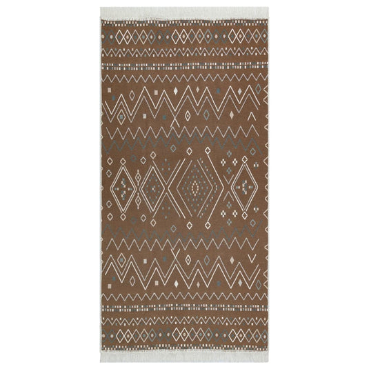 VidaXL Vloerkleed 160x230 cm katoen beige en blauw
