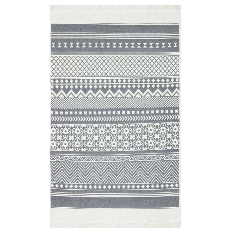 Load image into Gallery viewer, VidaXL Vloerkleed 120x180 cm katoen grijs en wit
