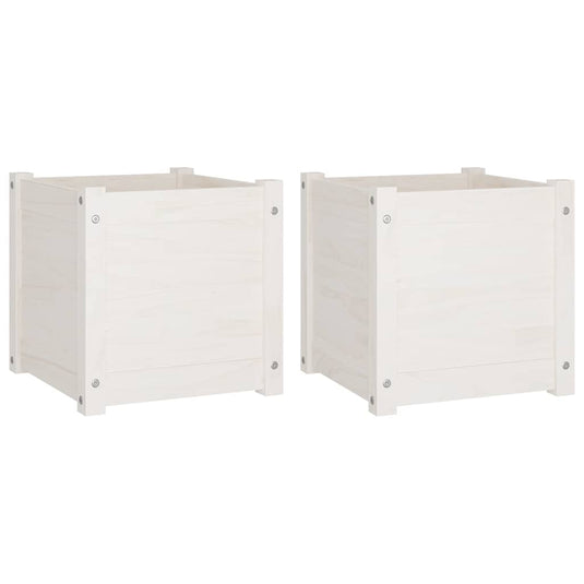 Vidaxl plantenbakken 2 st 40x40x40 cm massief grenenhout wit