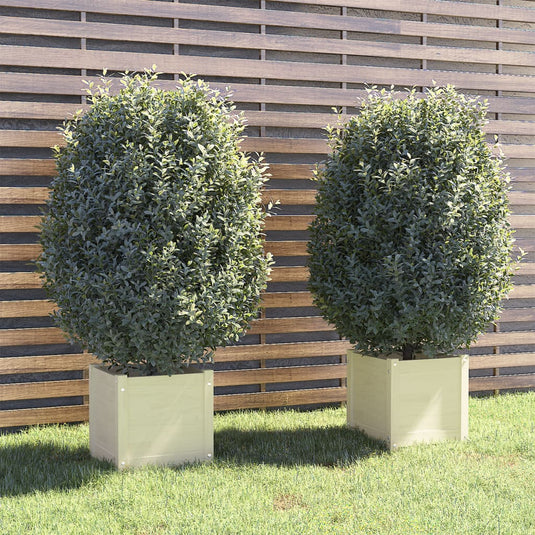 VidaXL Plantenbakken 2 st 40x40x40 cm massief grenenhout wit