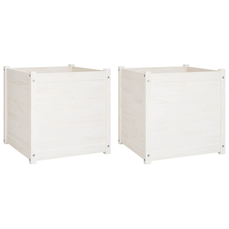 Load image into Gallery viewer, VidaXL Plantenbakken 2 st 60x60x60 cm massief grenenhout wit
