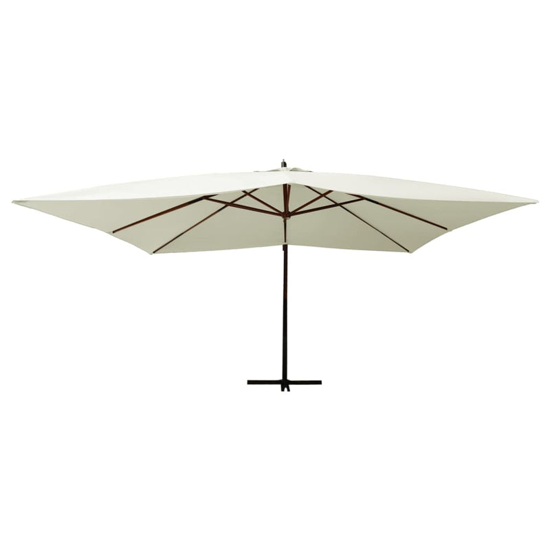 Load image into Gallery viewer, Vidaxl zweefparasol met houten paal 400x300 cm zandwit
