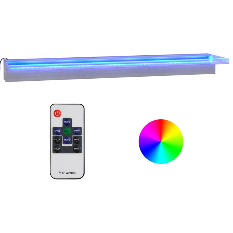 Load image into Gallery viewer, Vidaxl watervaloverlaat met rgb led's 90 cm roestvrij staal
