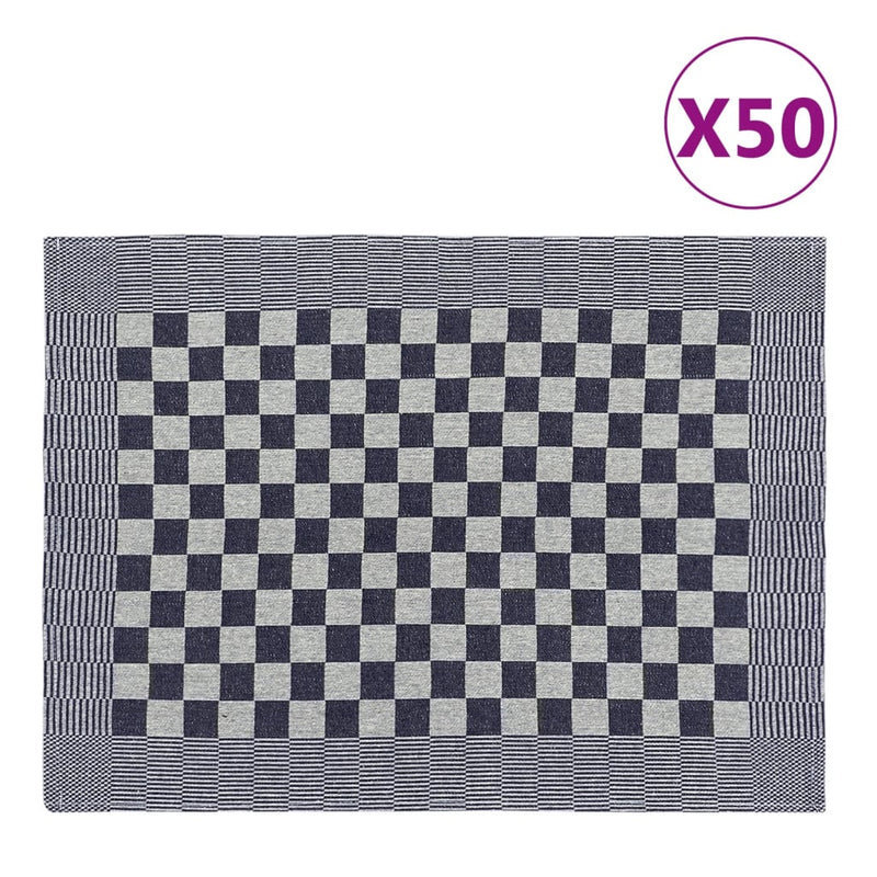 Load image into Gallery viewer, Vidaxl keukendoeken 50 st 50x70 cm katoen blauw en wit
