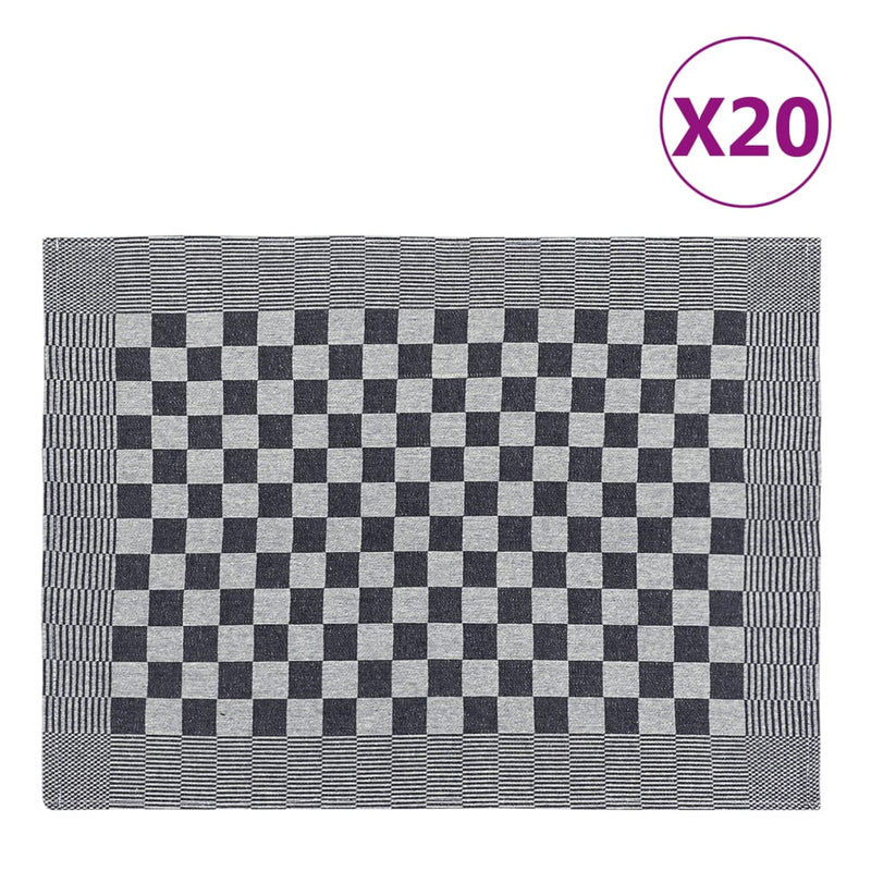 Load image into Gallery viewer, VidaXL Keukendoeken 20 st 50x70 cm katoen zwart en wit
