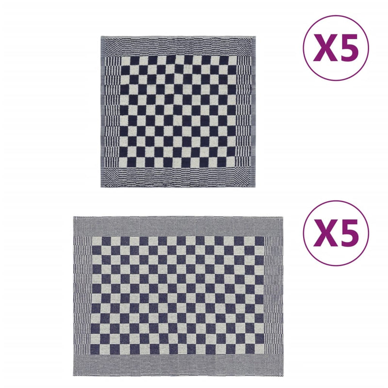 Load image into Gallery viewer, Vidaxl 10-delige keukendoekenset katoen blauw en wit
