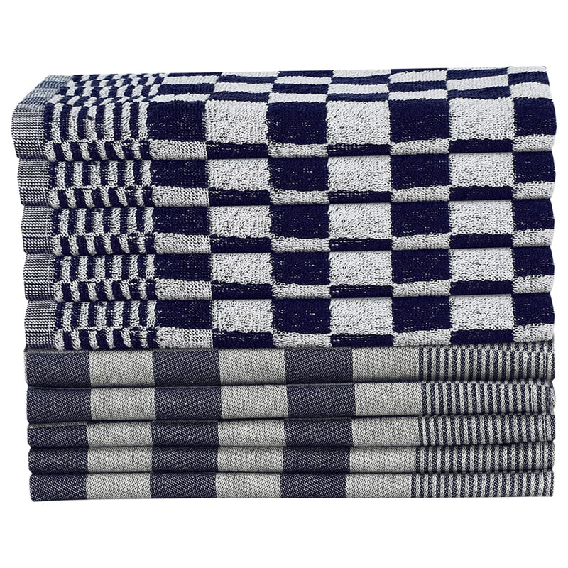 Load image into Gallery viewer, Vidaxl 10-delige keukendoekenset katoen blauw en wit
