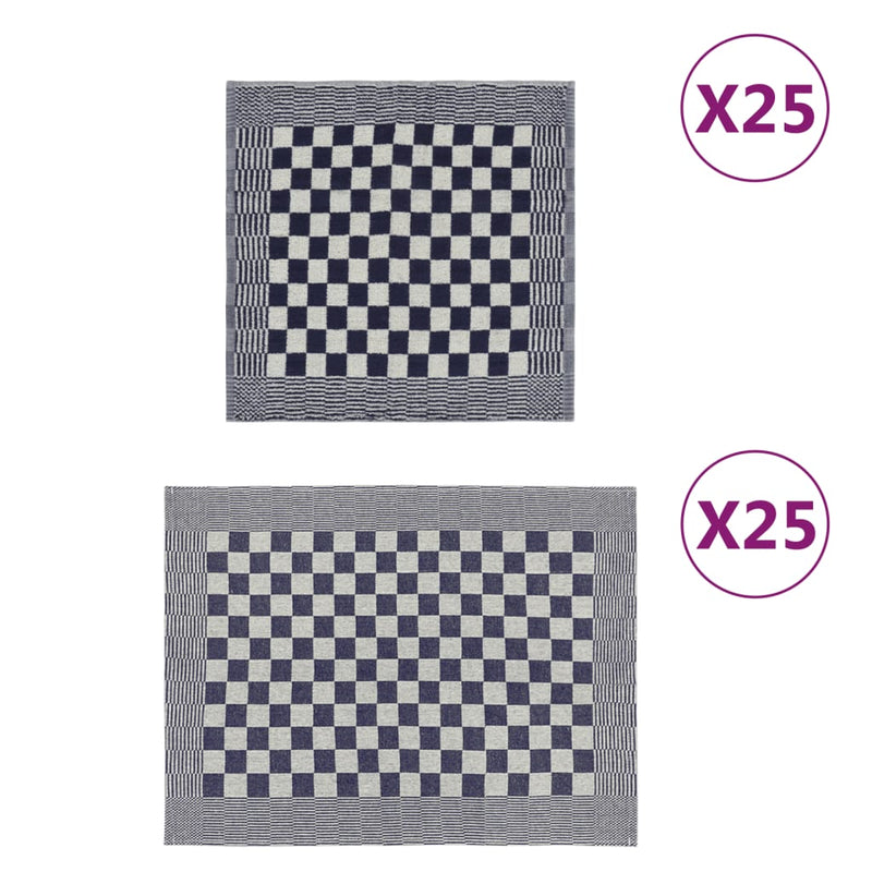 Load image into Gallery viewer, Vidaxl 50-delige keukendoekenset katoen blauw en wit
