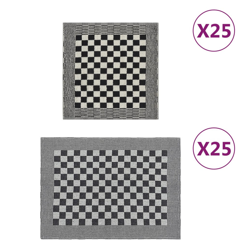Load image into Gallery viewer, Vidaxl 50-delige keukendoekenset katoen zwart en wit
