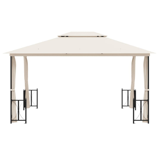 VidaXL Prieel met zijwanden en dubbel dak 3x4 m crèmekleurig