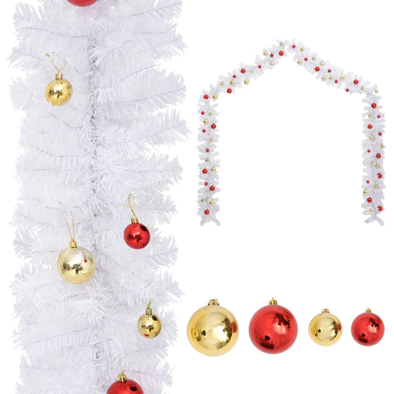 Load image into Gallery viewer, Vidaxl kerstslinger versierd met kerstballen 10 m wit
