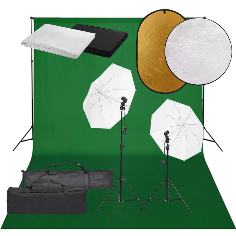Load image into Gallery viewer, Vidaxl fotostudioset met verlichtingsset, achtergrond en reflector
