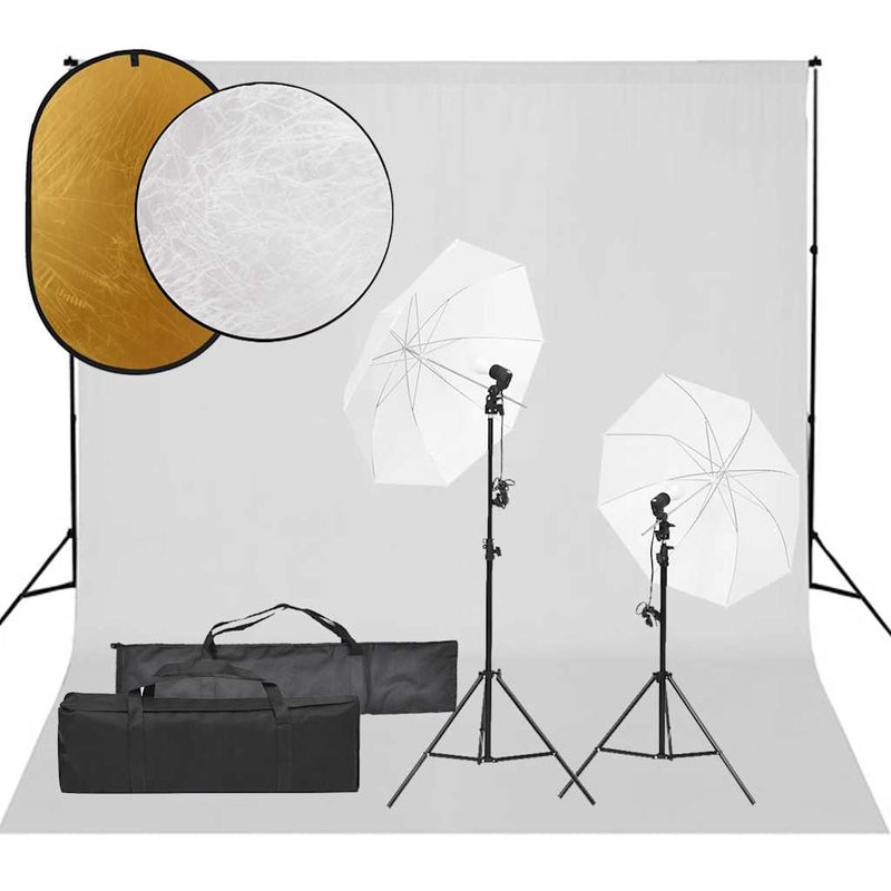 Load image into Gallery viewer, Vidaxl fotostudioset met verlichtingsset, achtergrond en reflector
