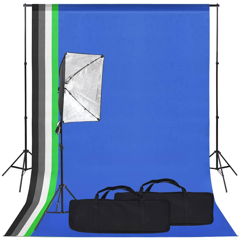 Load image into Gallery viewer, Vidaxl fotostudioset met softboxlamp en achtergrond
