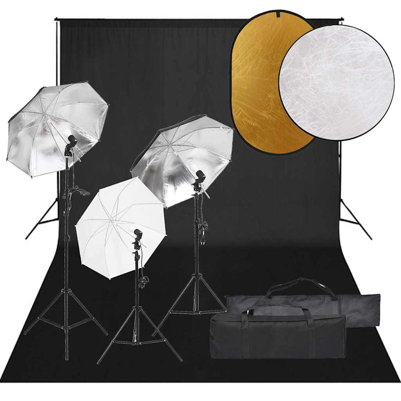 Load image into Gallery viewer, Vidaxl fotostudioset met verlichtingsset, achtergrond en reflector
