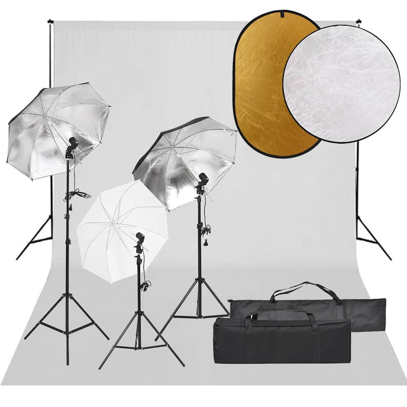 Load image into Gallery viewer, Vidaxl fotostudioset met verlichtingsset, achtergrond en reflector
