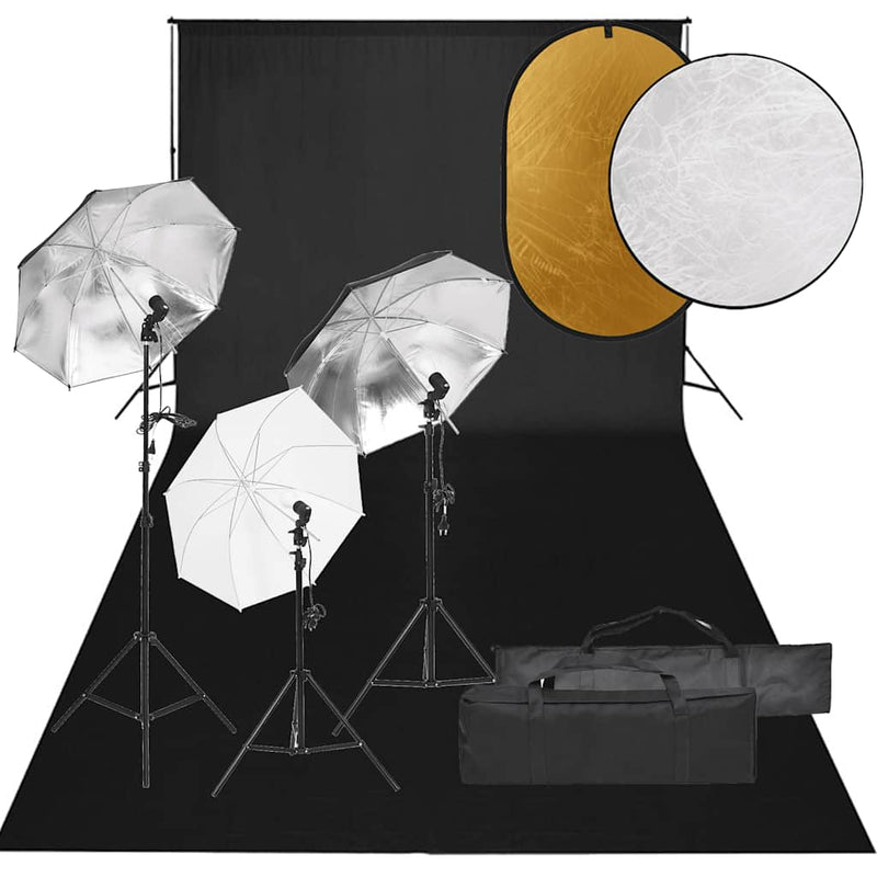 Load image into Gallery viewer, Vidaxl fotostudioset met verlichtingsset, achtergrond en reflector
