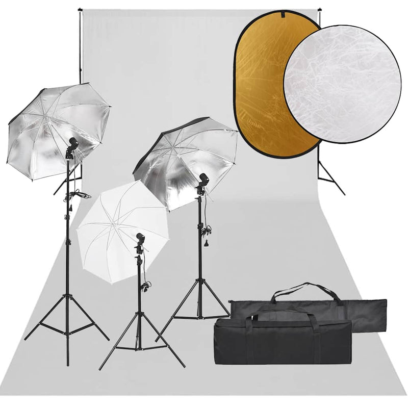 Chargez l'image dans la visionneuse de la galerie, Vidaxl fotostudioset met verlichtingsset, achtergrond en reflector
