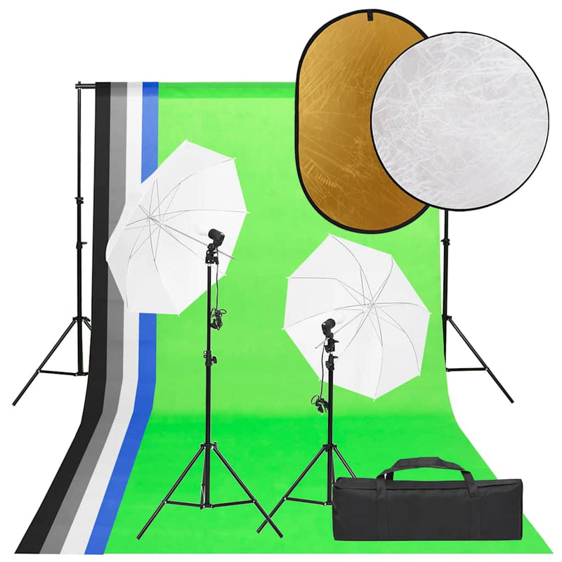 Afbeelding laden in galerijviewer, Vidaxl fotostudioset met verlichtingsset, achtergrond en reflector
