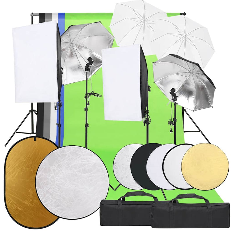 Load image into Gallery viewer, Vidaxl fotostudioset met verlichtingsset, achtergrond en reflector
