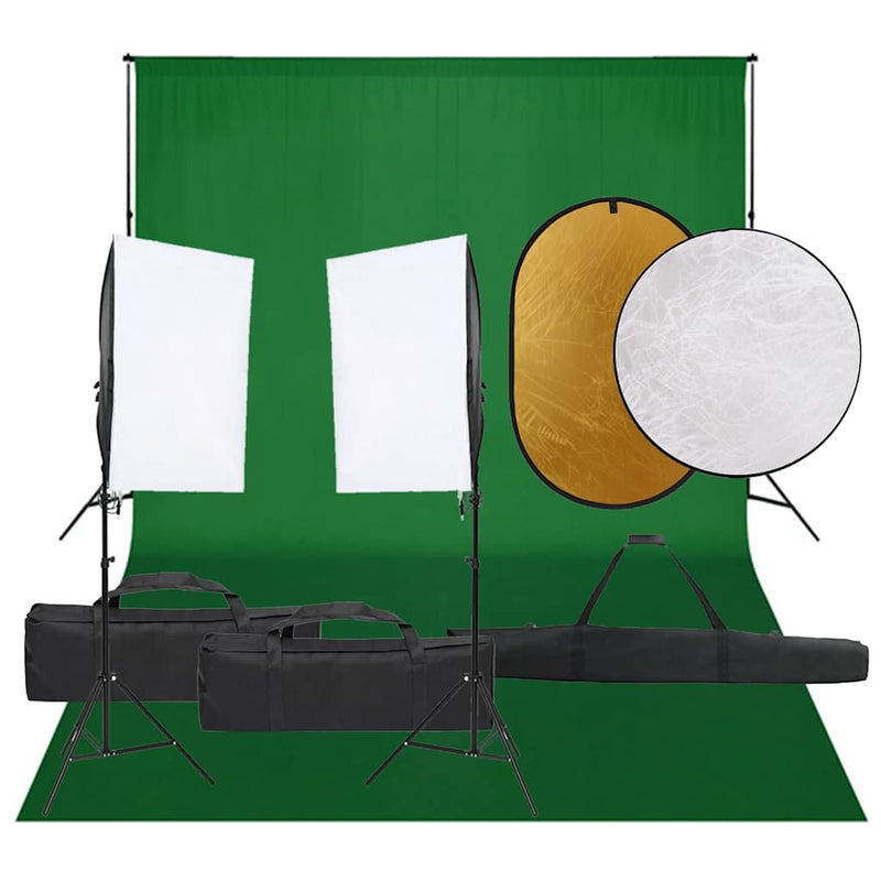 Load image into Gallery viewer, Vidaxl fotostudioset met verlichtingsset, achtergrond en reflector
