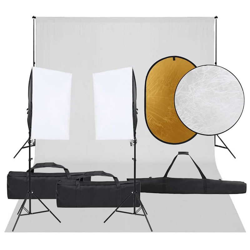Load image into Gallery viewer, Vidaxl fotostudioset met verlichtingsset, achtergrond en reflector
